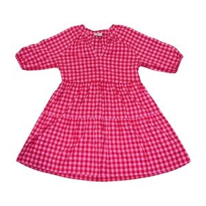 Vineyard Vines Red Checkered Long Sleeve Dress